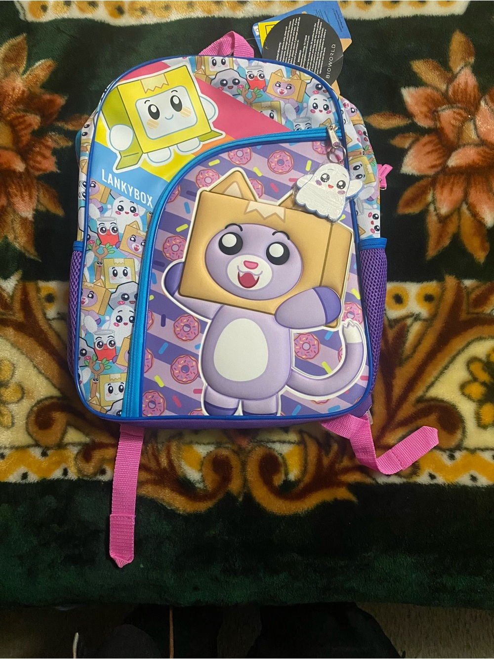 Lankybox Purple Kids Backpack with Cartoon Character